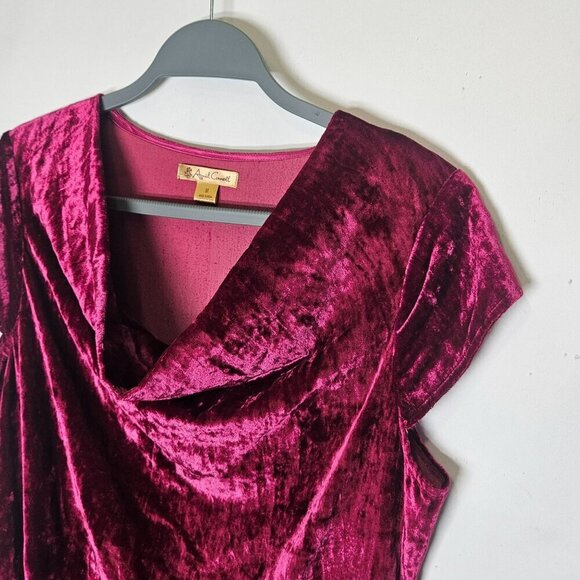 April Cornell Velvet Velour Sleeveless Magenta Dress M Boho‎ Cowl Neck Holiday - Picture 3 of 9